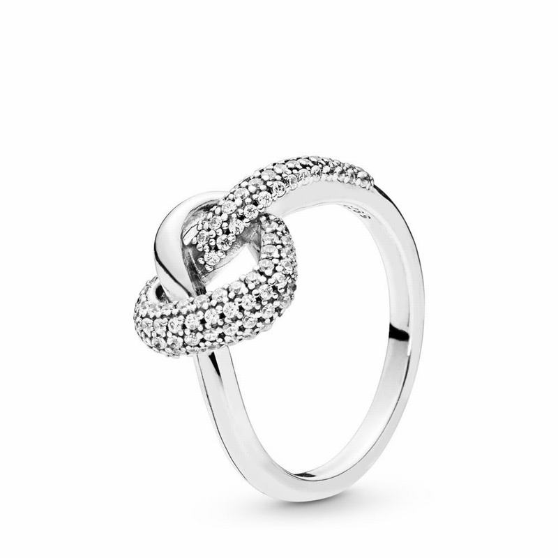 Pandora Knotted Heart Statement Ring Ireland - Sterling Silver/Cubic Zirconia - 759806BWD